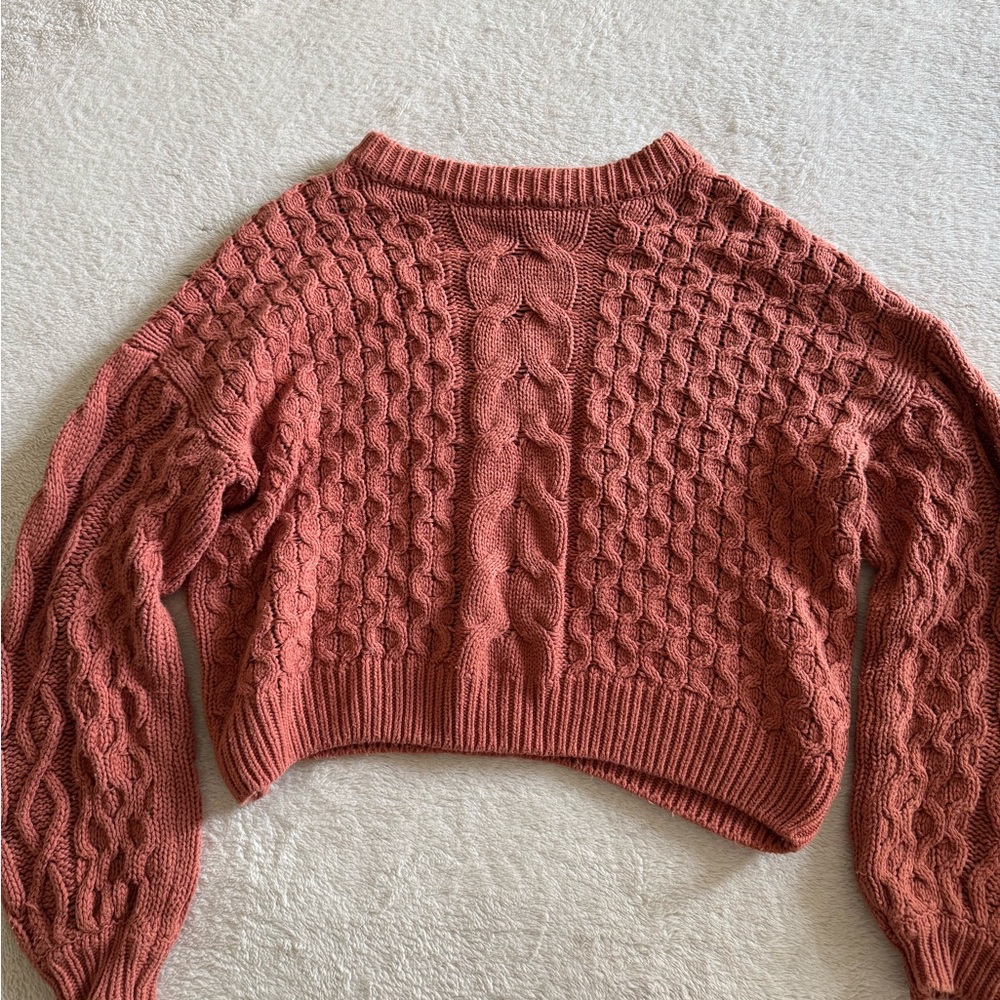 moon & madison Brown Crew Neck Sweater with Textural Knit